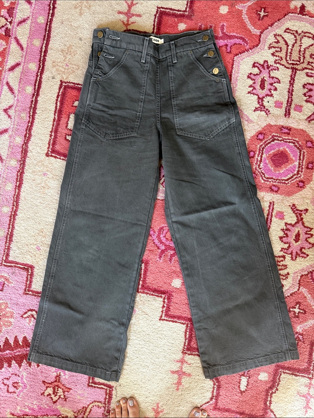 Rudy Jude Womenโs sailor side button jeans Light Gray
